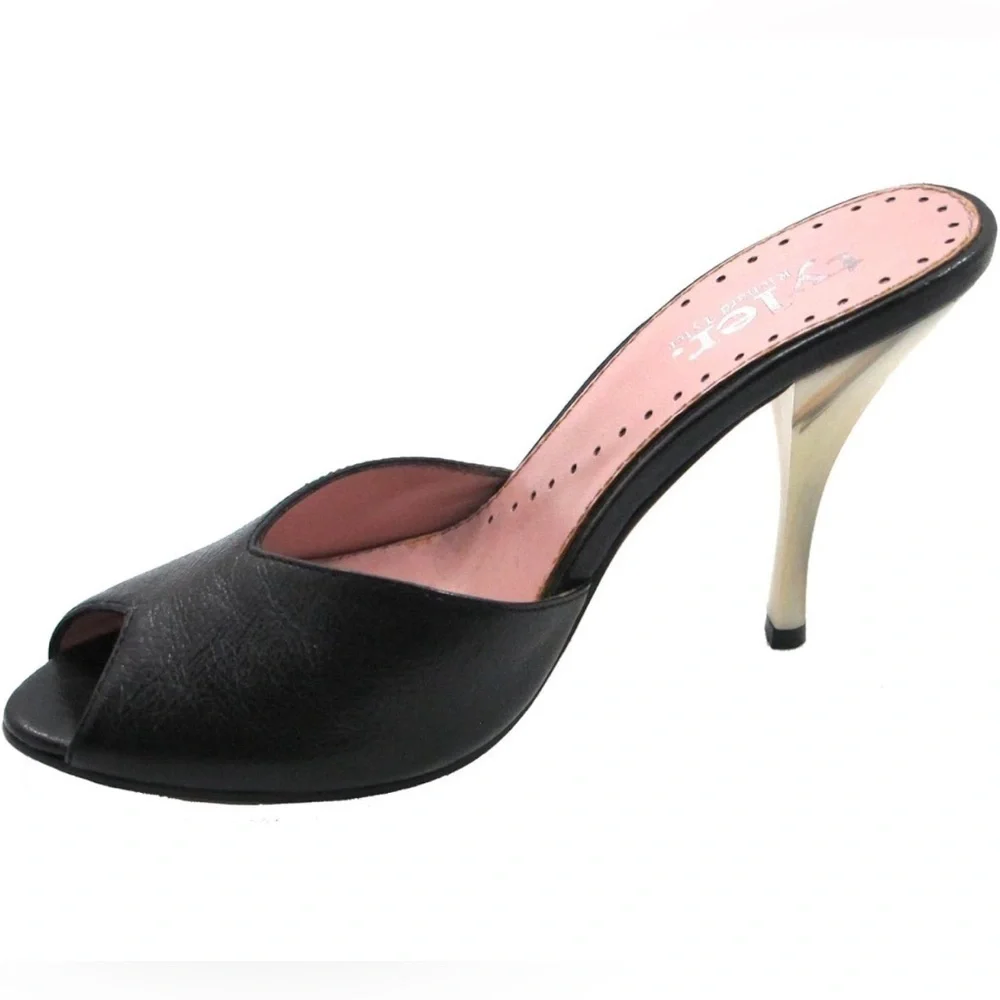 Tyler Wile Women Leather Designer Dress/Casual Slide Sandal, Black 9